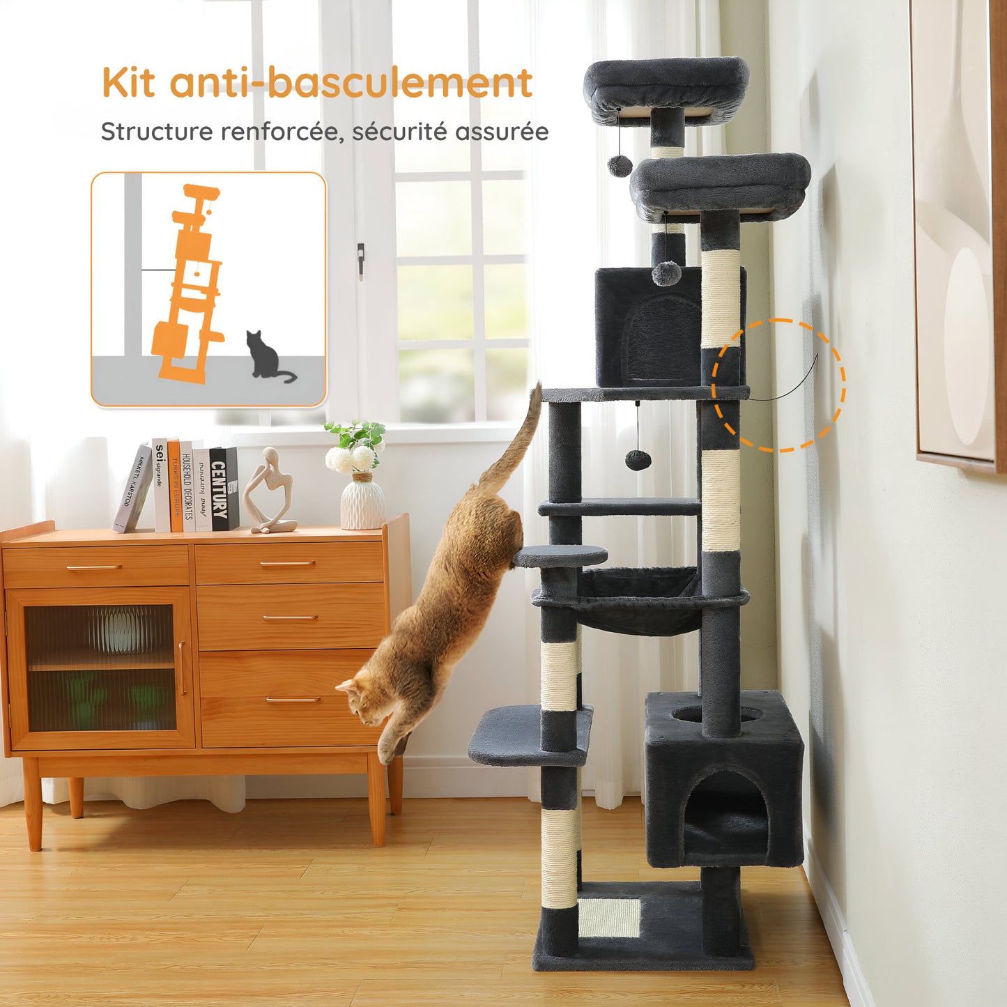 Arbre à Chat Anthracite 184 cm