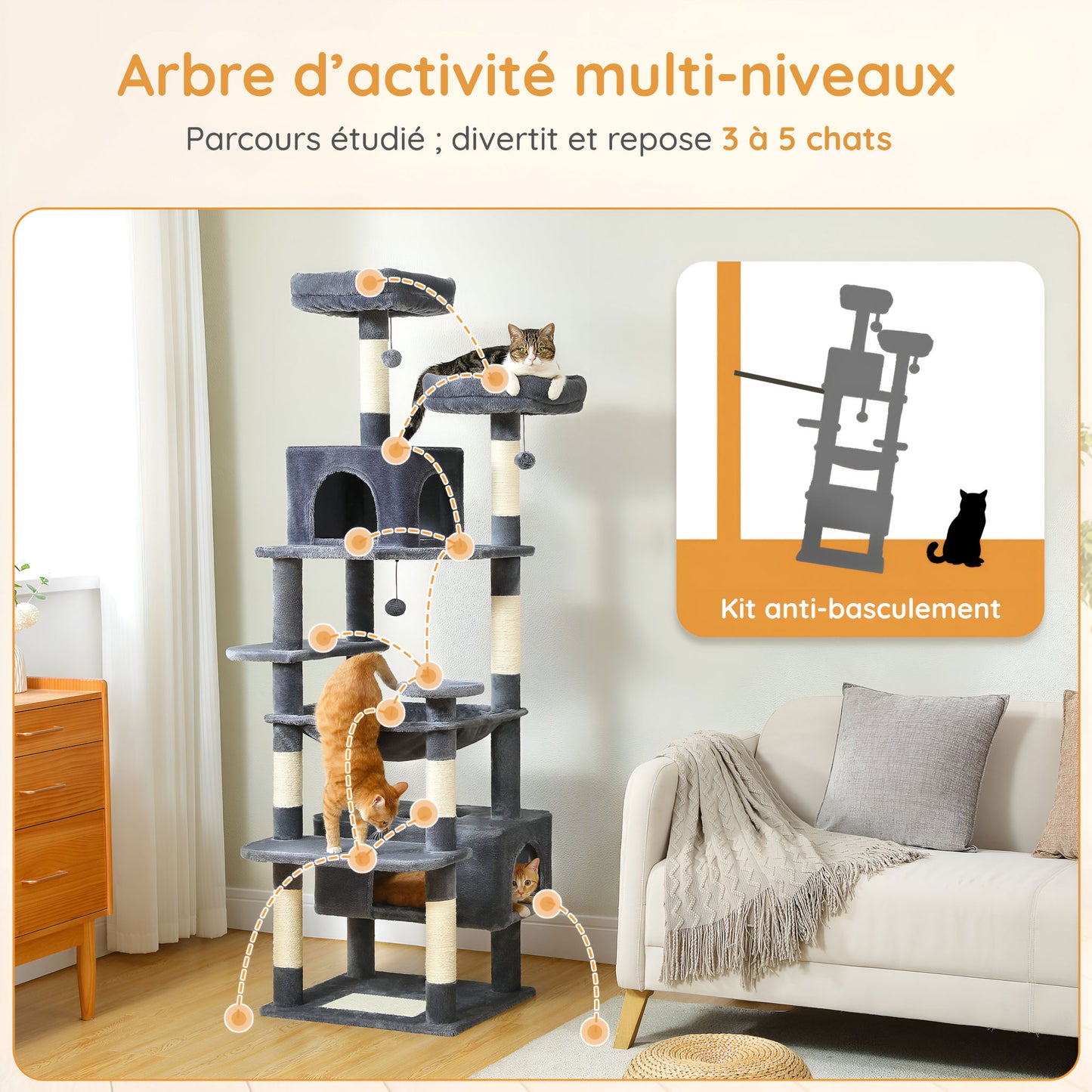 Arbre à Chat Anthracite 184 cm