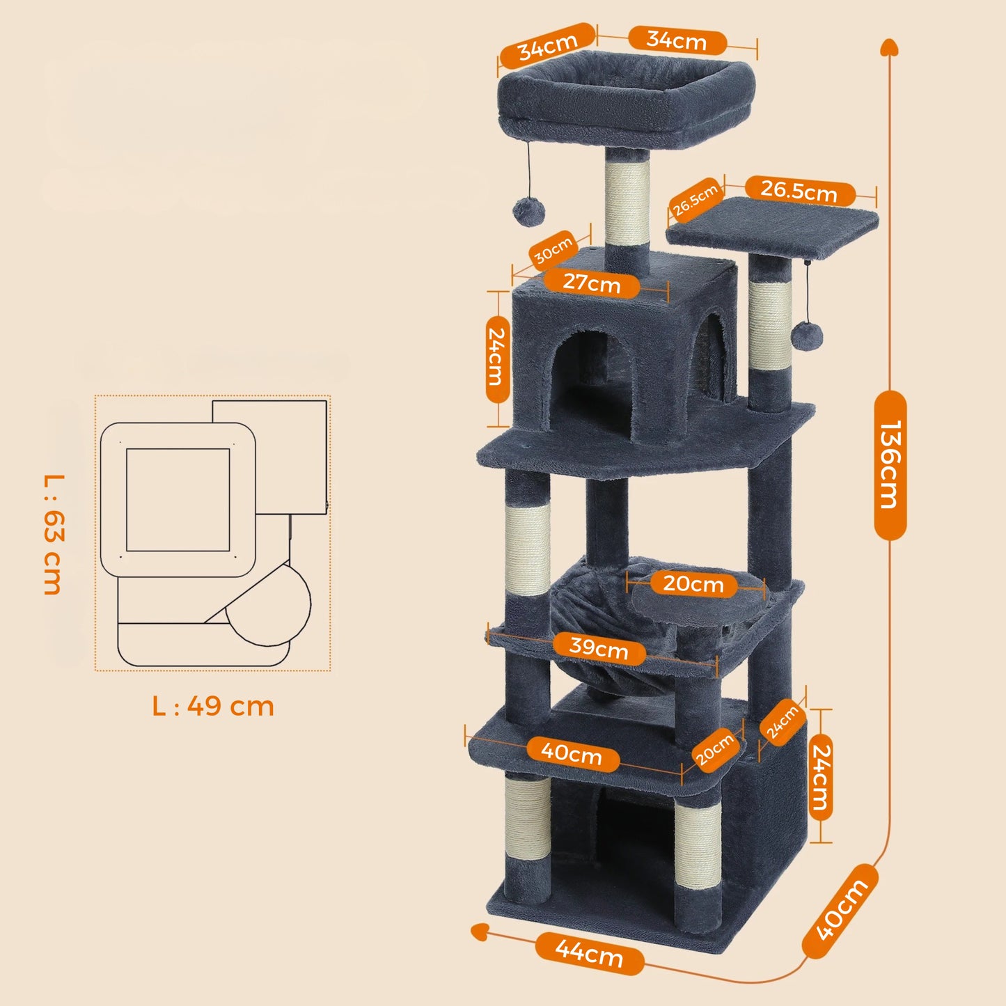Arbre à Chat Gris Grand Format