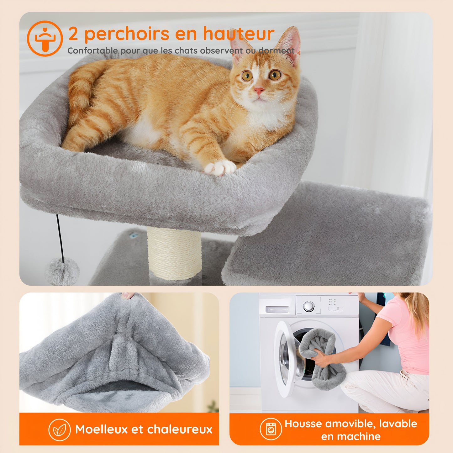 Arbre à Chat avec Griffoir 136 cm
