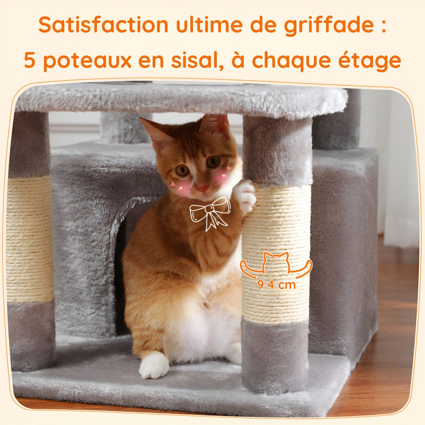 Arbre à Chat avec Griffoir 136 cm