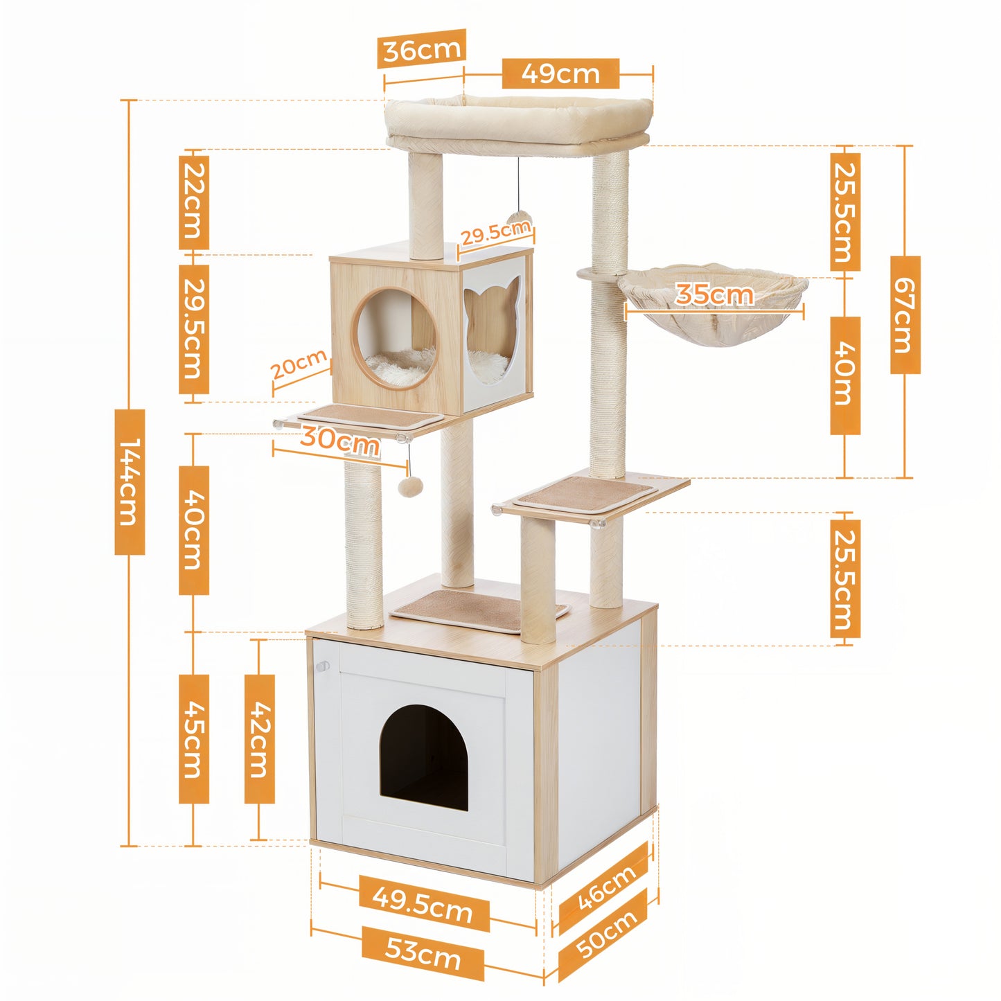 Arbre à Chat en Bois avec Litière