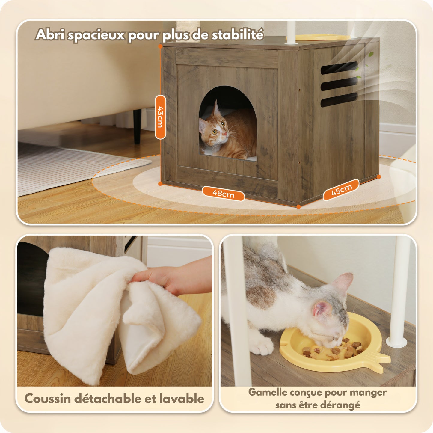Arbre à Chat avec Caisse en Bois