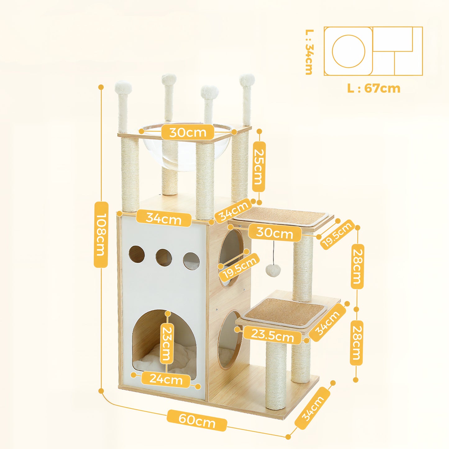 Arbre à Chat Blanc et Bois