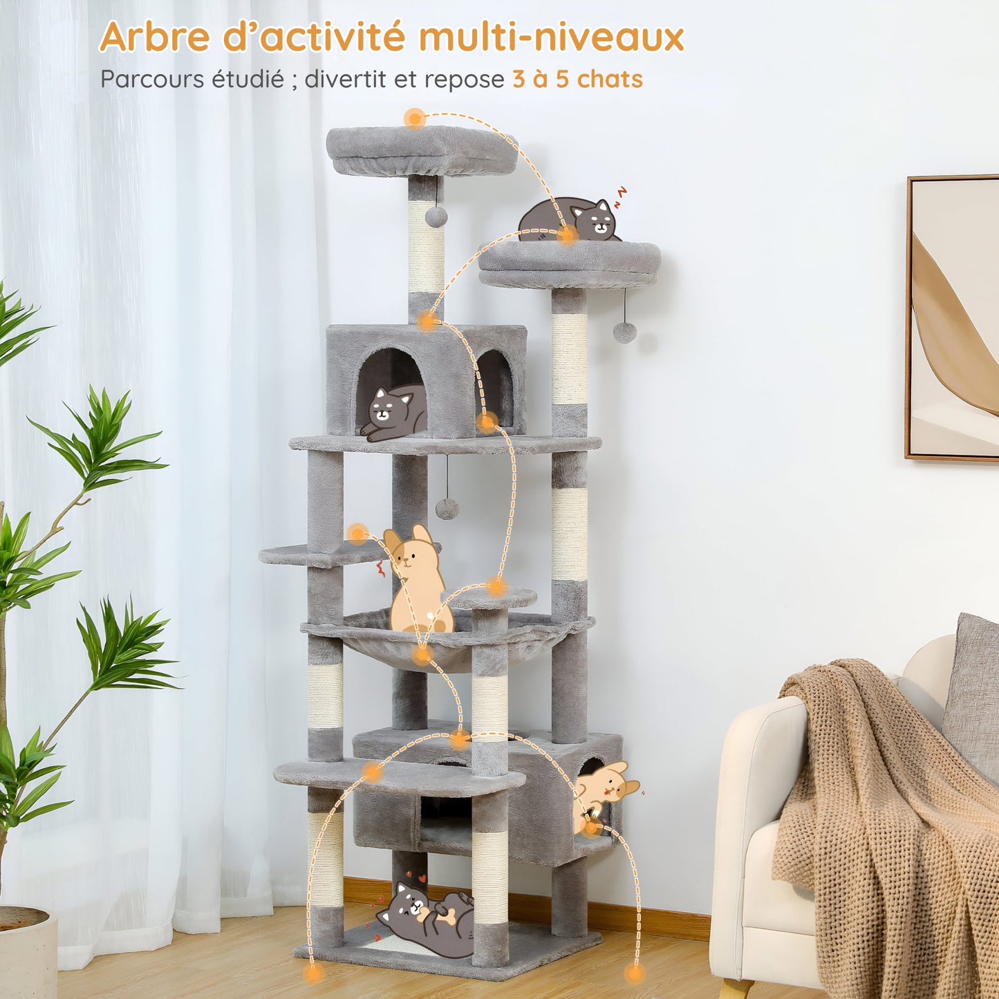 Arbre à Chat Gris 184 cm