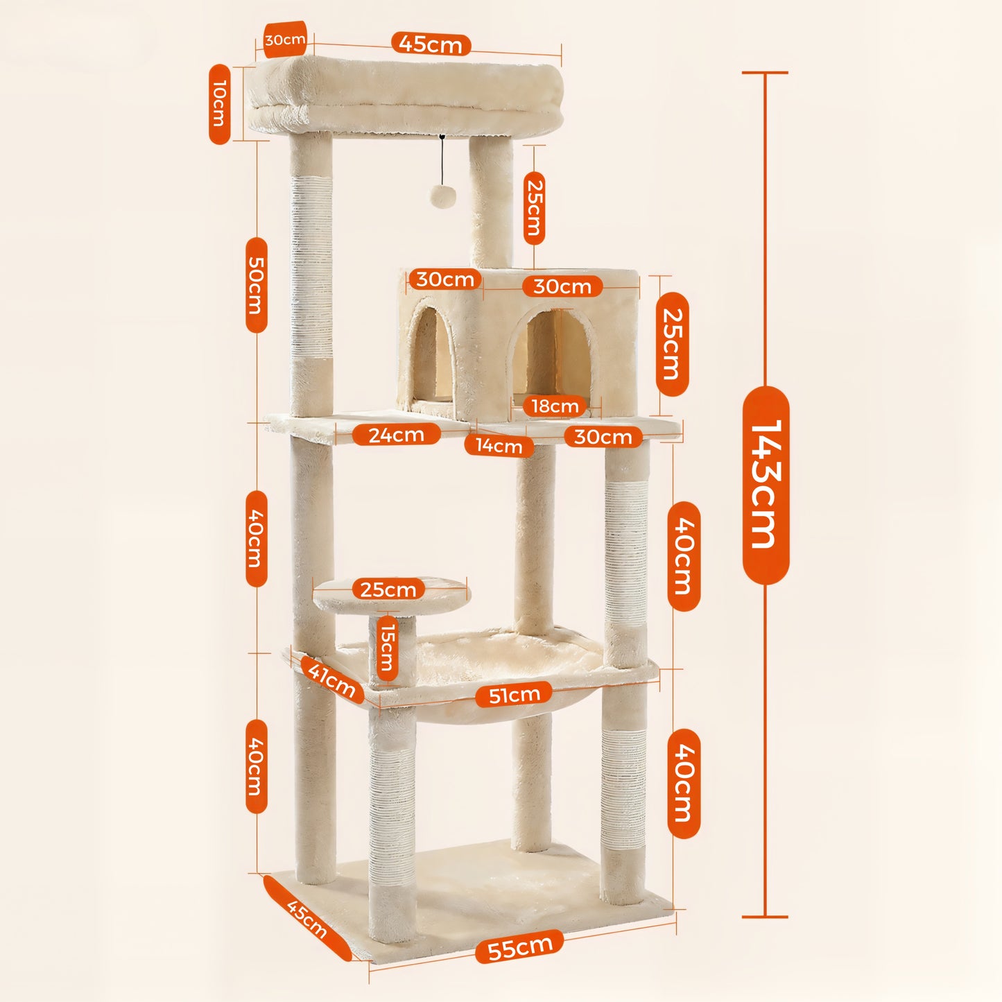 Arbre à Chat Beige avec Hamac