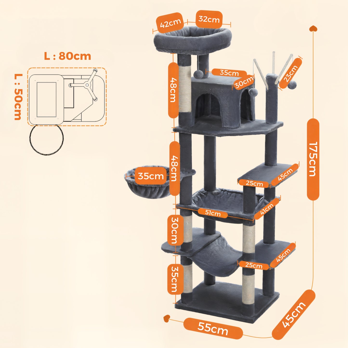 Arbre à Chat Design Gris
