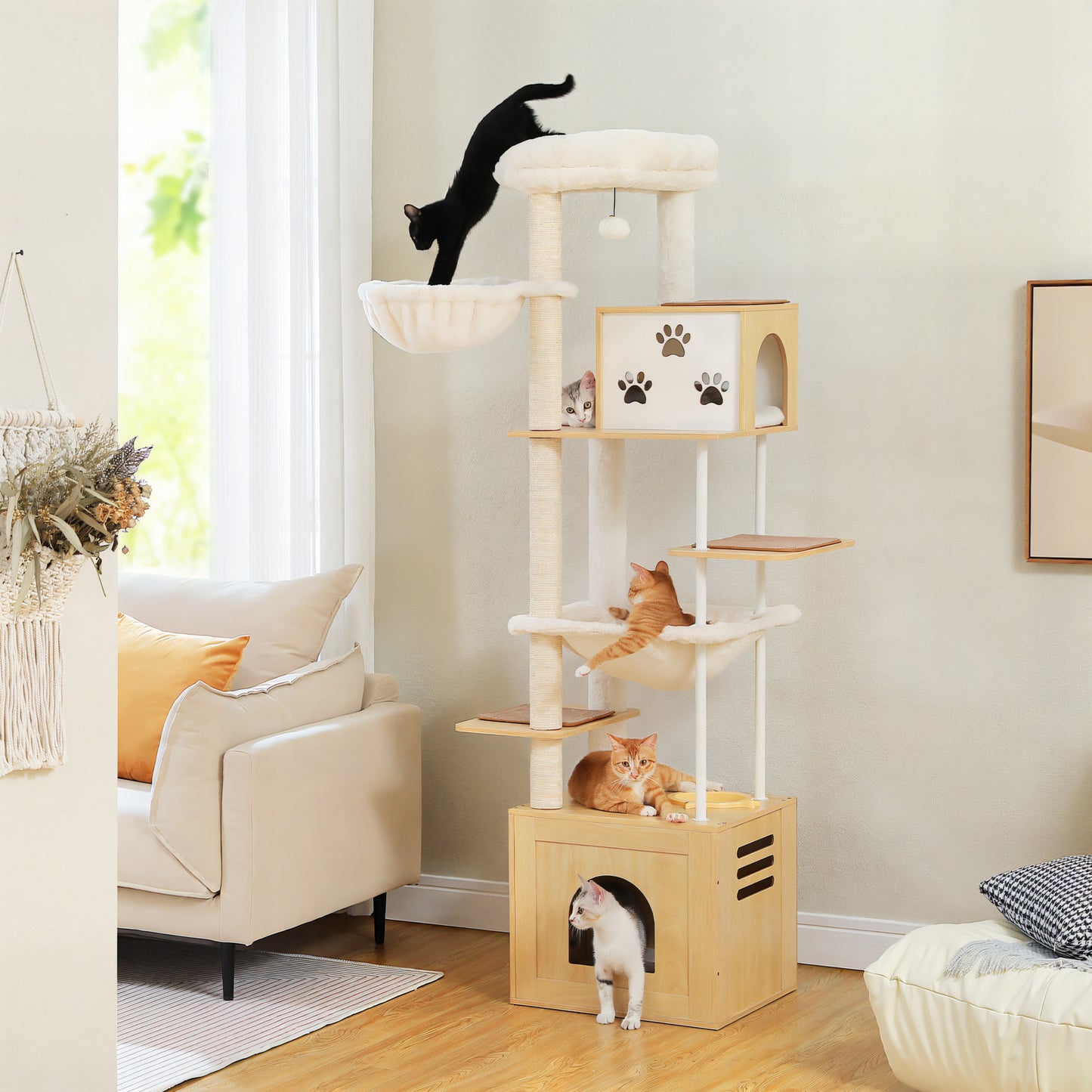 Arbre à Chat en Bois avec Hamac