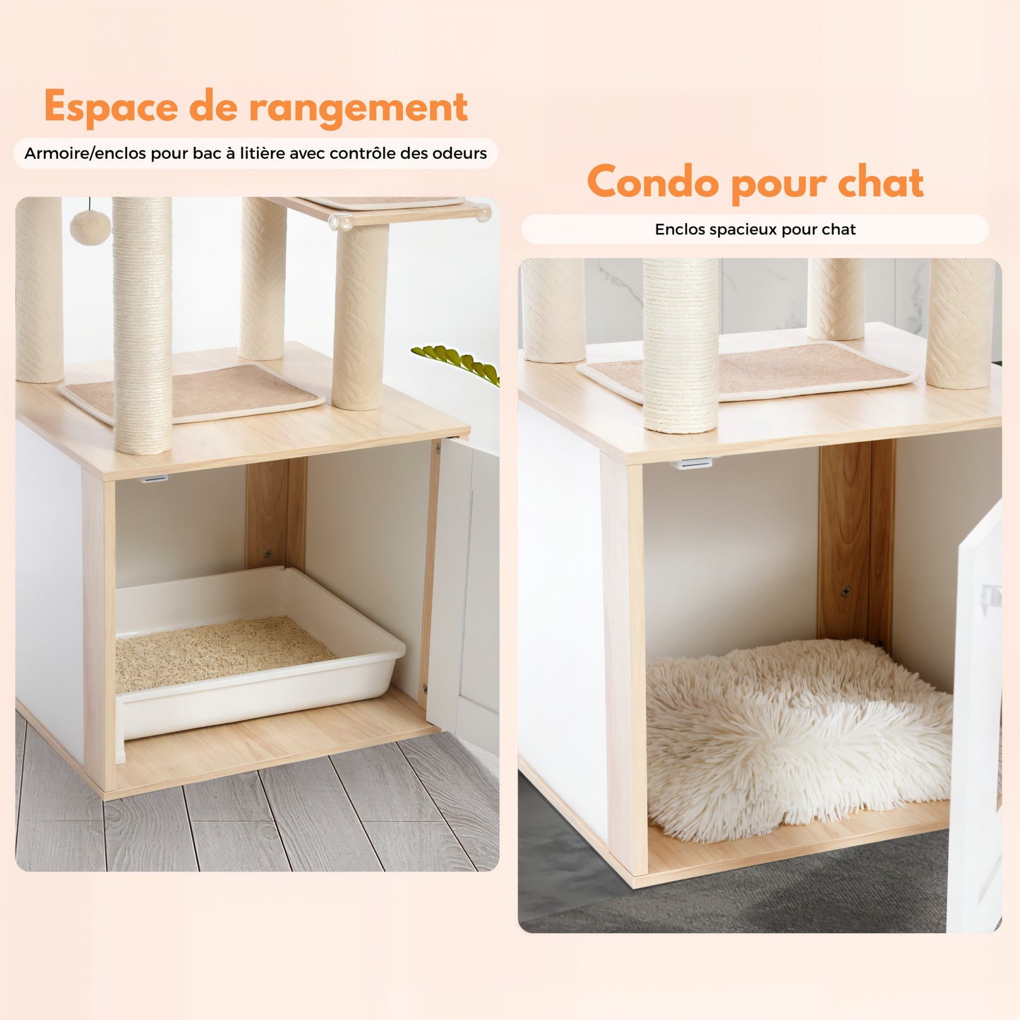 Arbre à Chat en Bois avec Litière