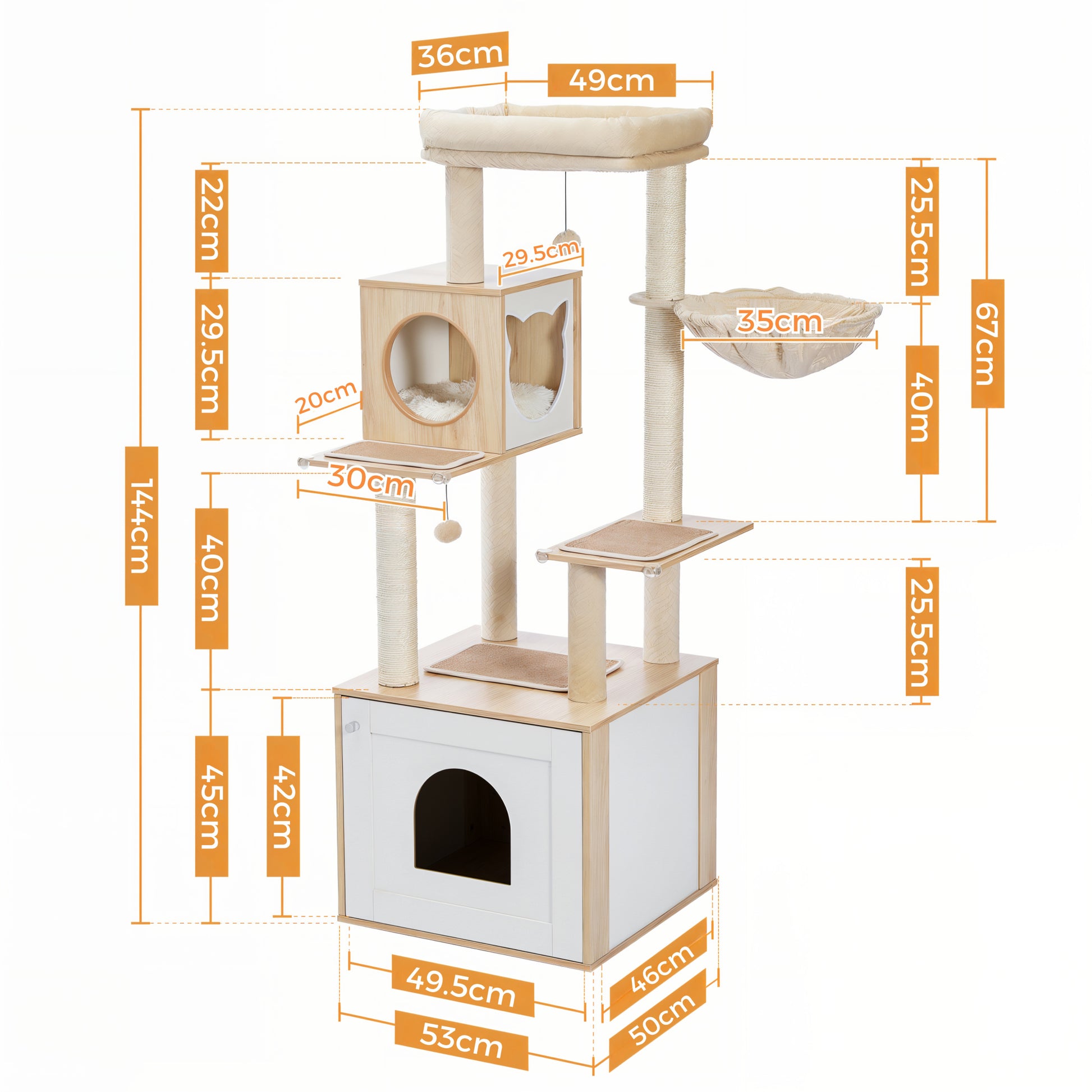Arbre à Chat en Bois avec Litière