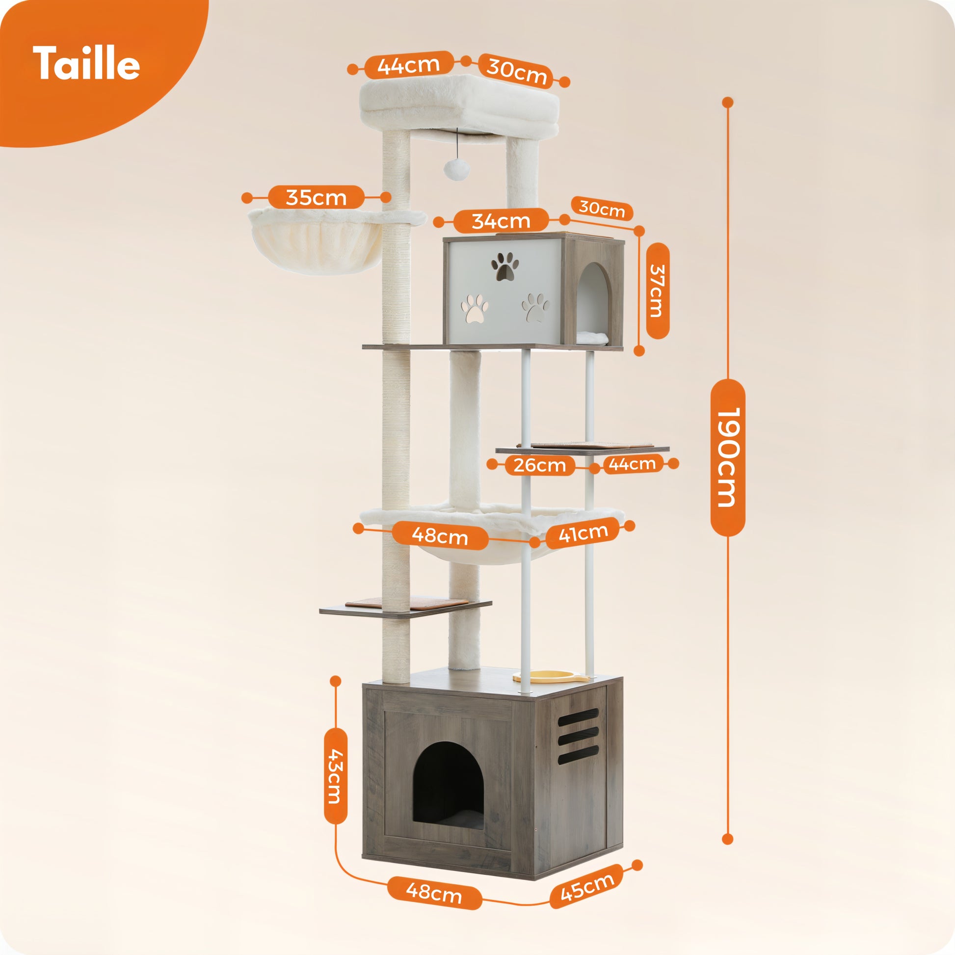 Arbre à Chat avec Caisse en Bois