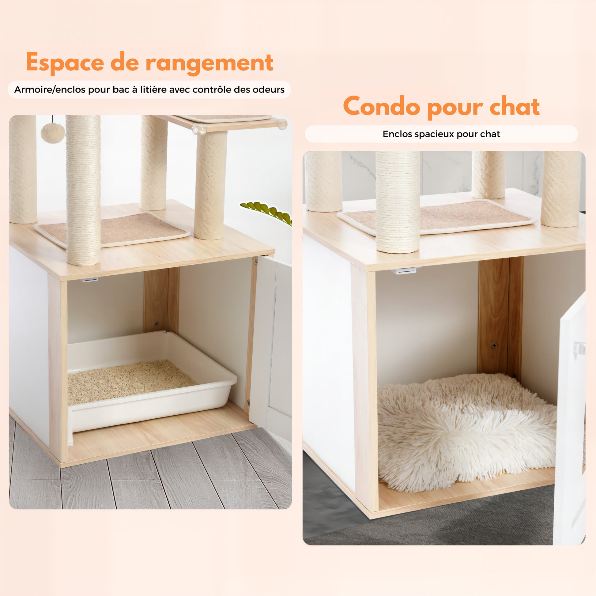 Arbre à Chat Blanc et Bois
