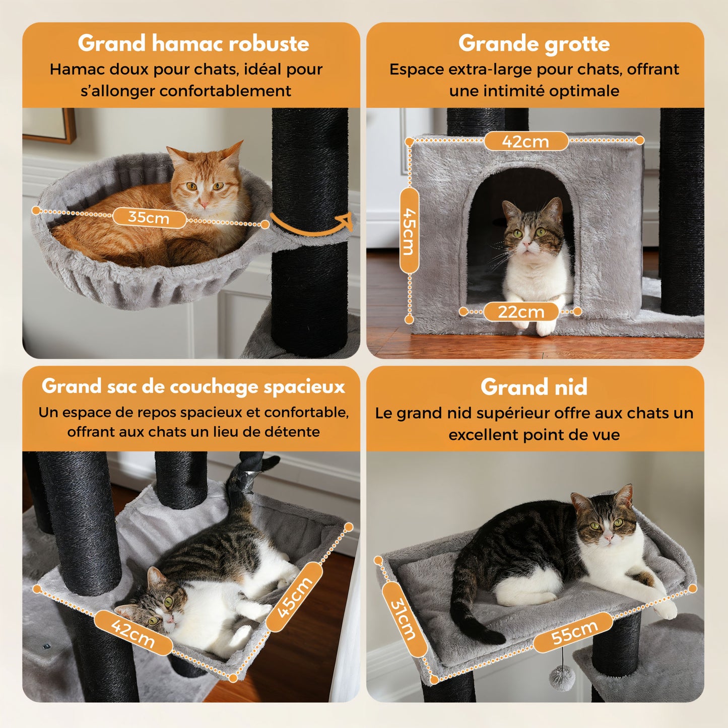 Arbre à Chat Gris et Noir