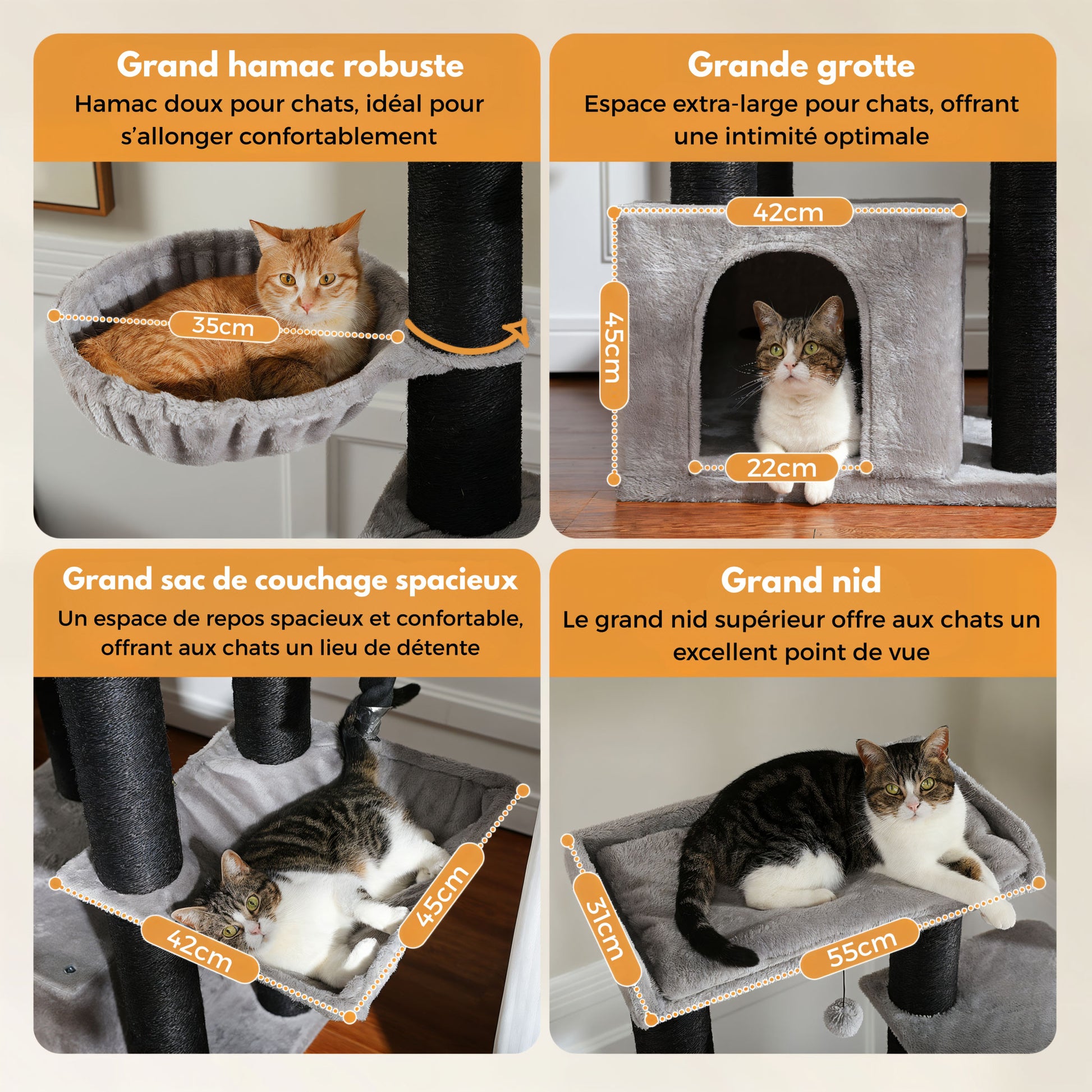 Arbre à Chat Gris et Noir