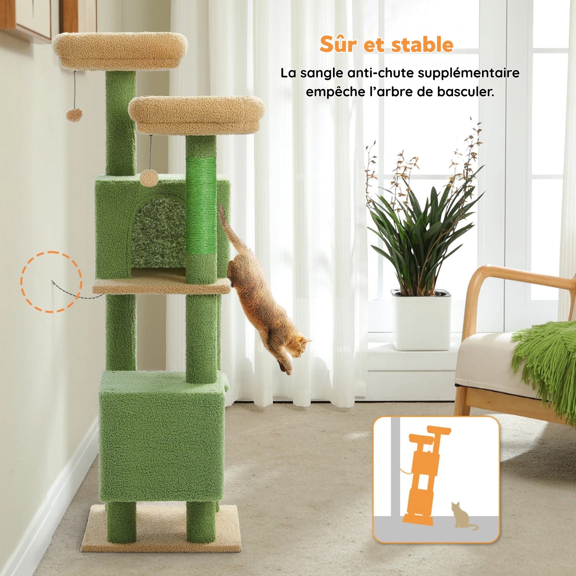 Grand Arbre à Chat Solide et Stable