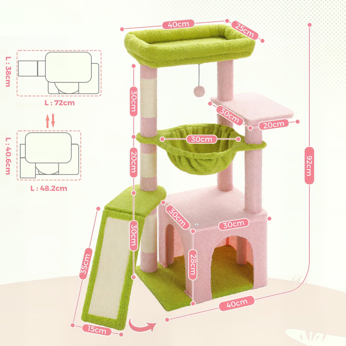 Grand Arbre à Chat avec Niche et Hamac