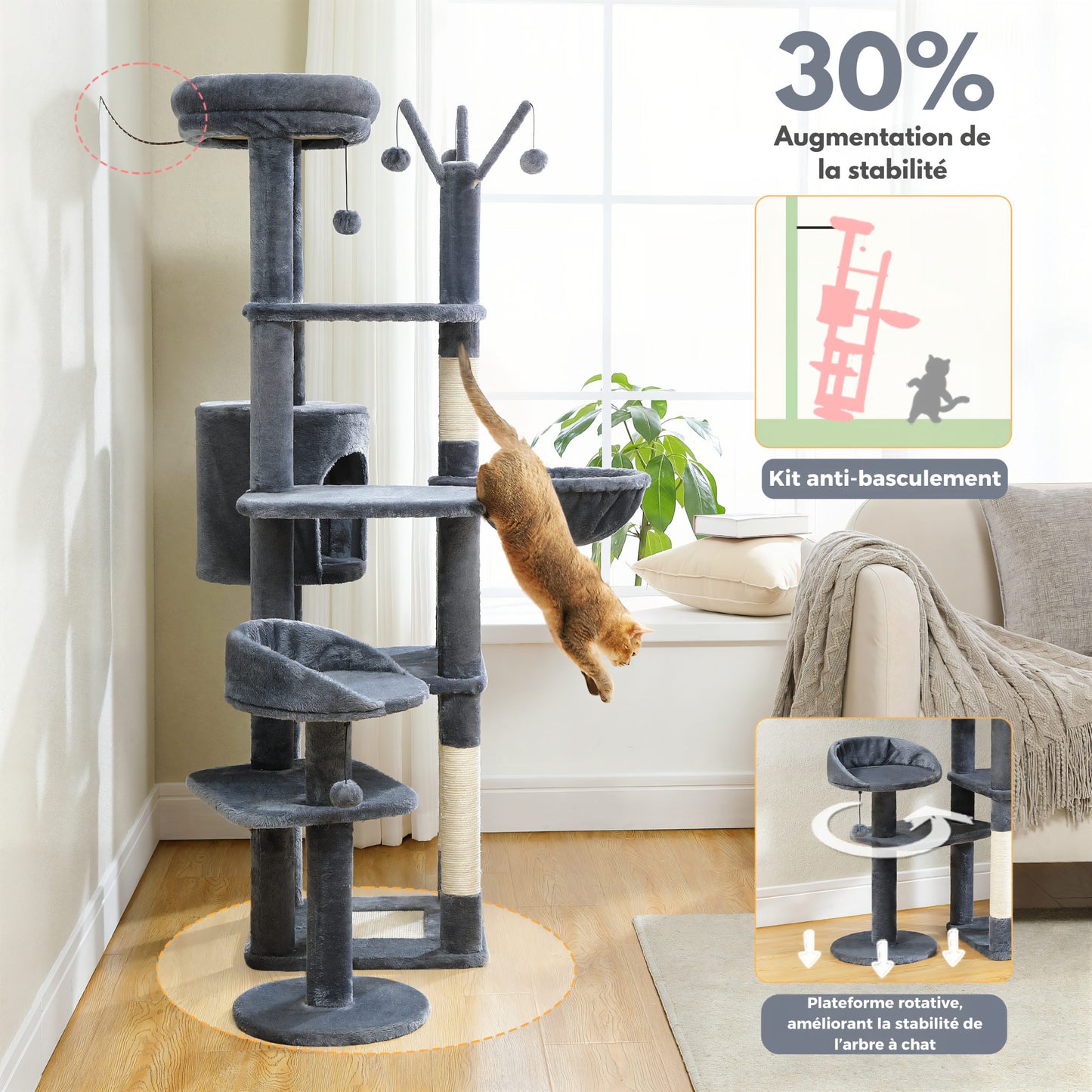 Grand Arbre à Chat pour Plusieurs Chats