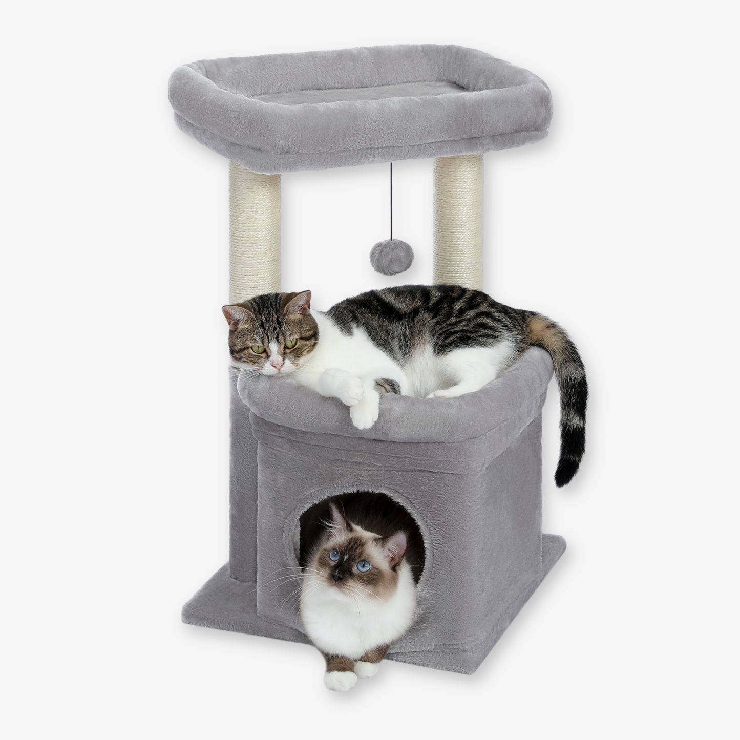 Petit Arbre à Chat avec Cabane gris