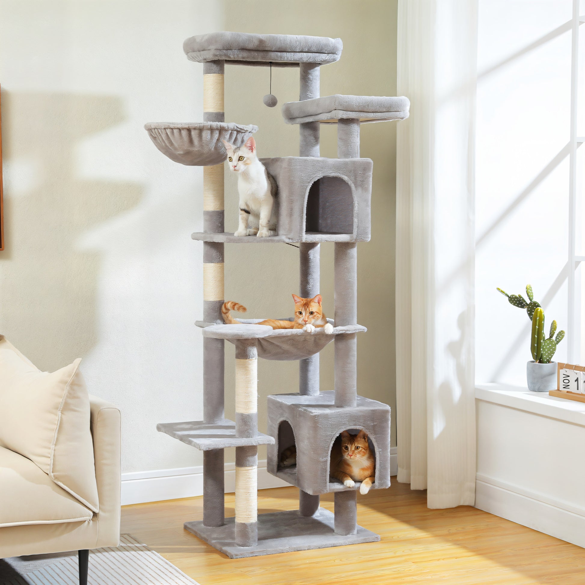 Arbre à Chat avec Hamac Gris