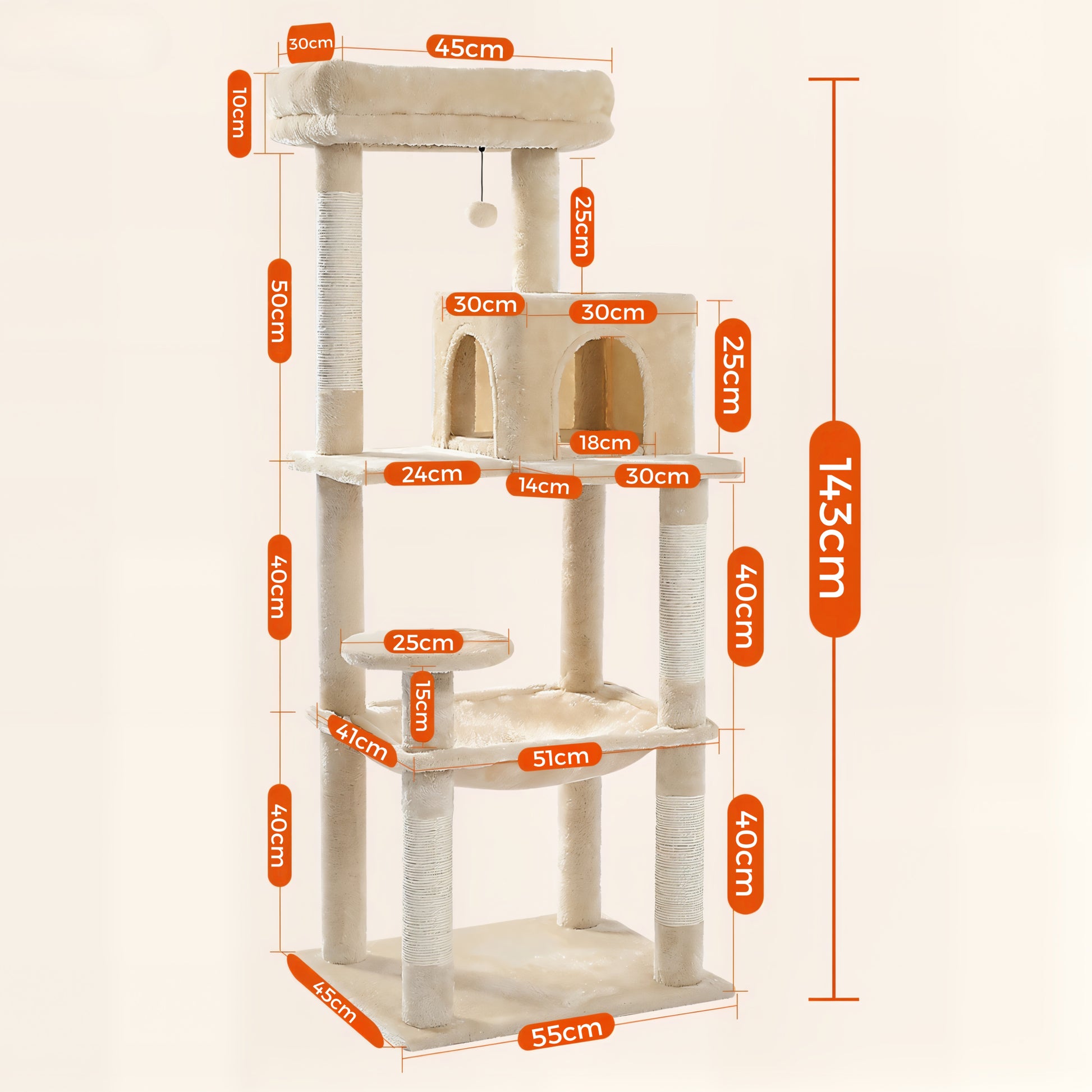 Arbre à Chat Beige avec Hamac