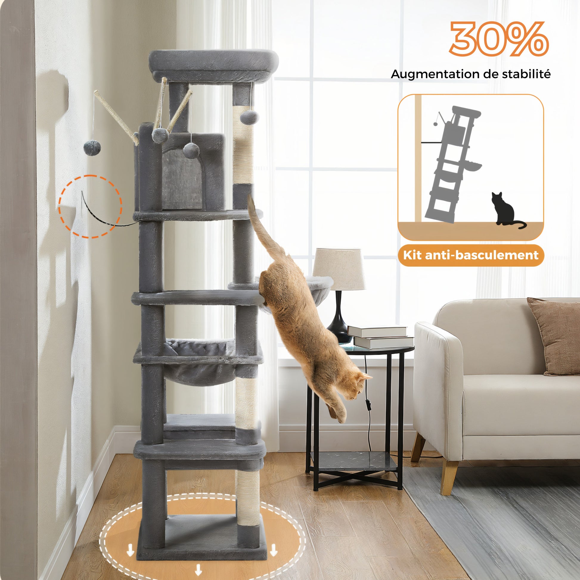 Arbre à Chat Design Gris