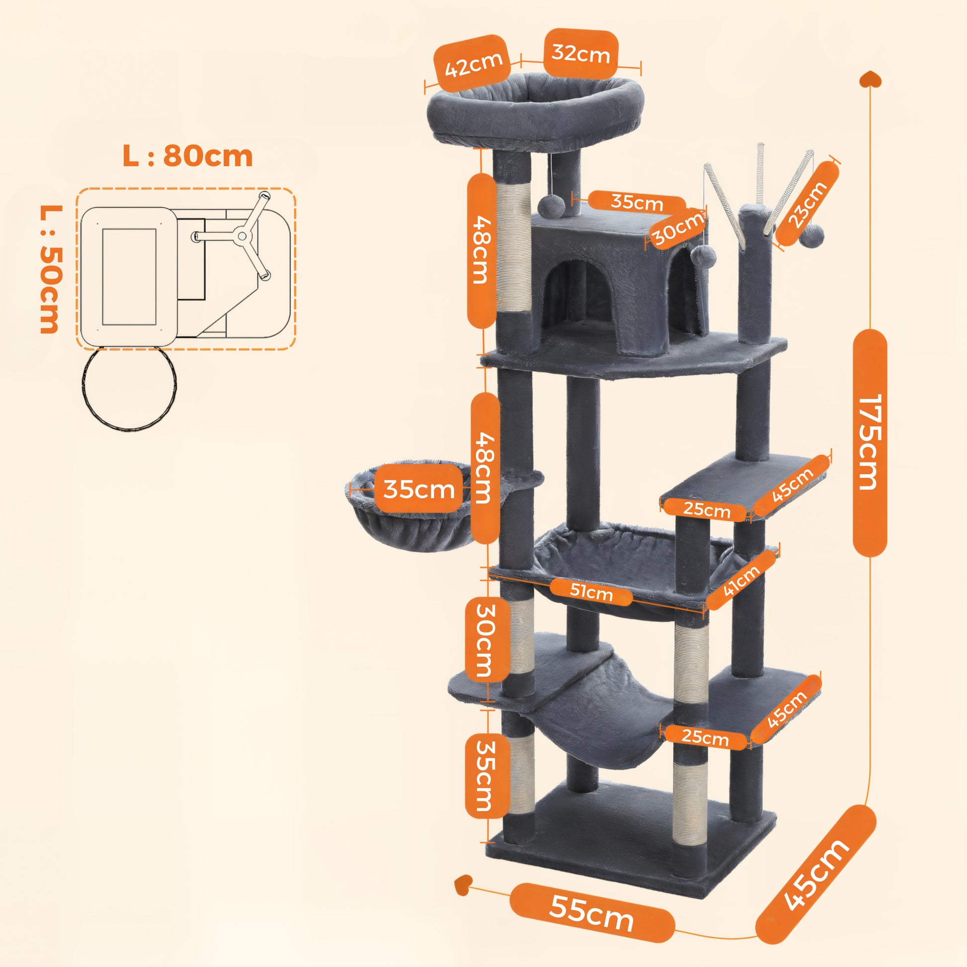 Arbre à Chat Design Gris